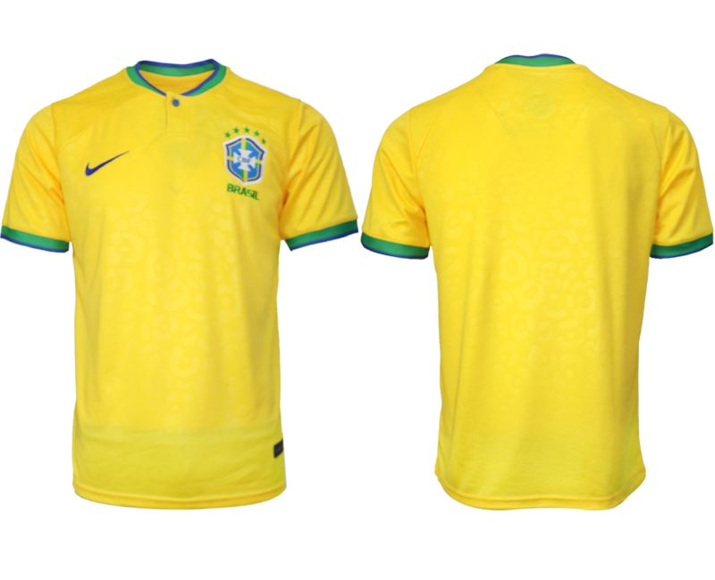 Men 2022 World Cup National Team Brazil home aaa version yellow blank Soccer Jersey